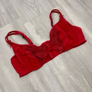 After Eden Lace Cup Romantic Sexy Lightweight No Padding Bra Top Red